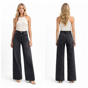 Madewell Superwide Leg Jeans 25 Washed Black Trouser Wide Denim J1795
